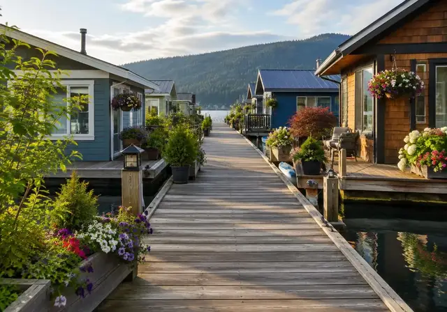 Seattle dock and moored floating homes